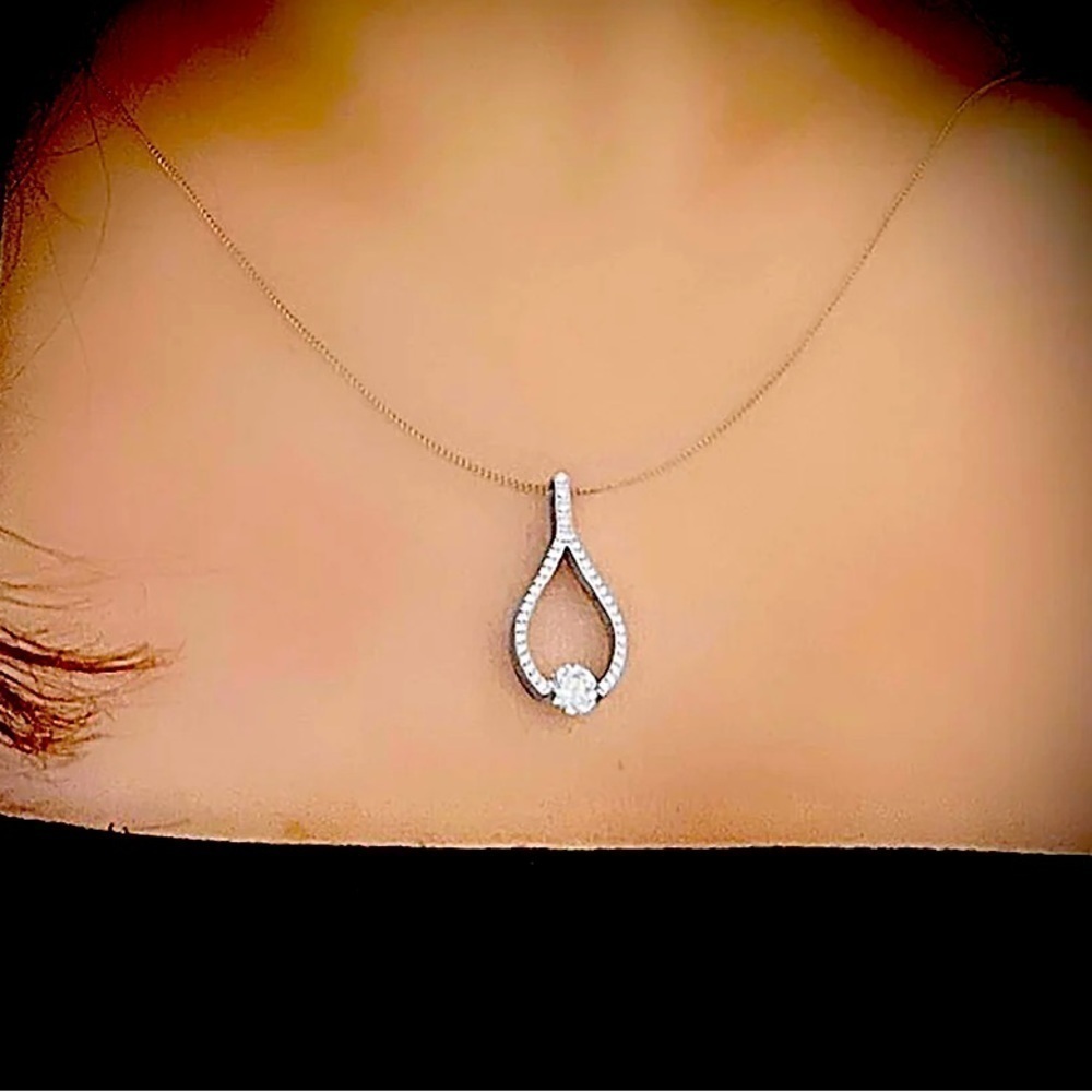 NWT BTIFF necklace 1CT LARME SOLITAIRE STAINLESS STEEL NECKLACE